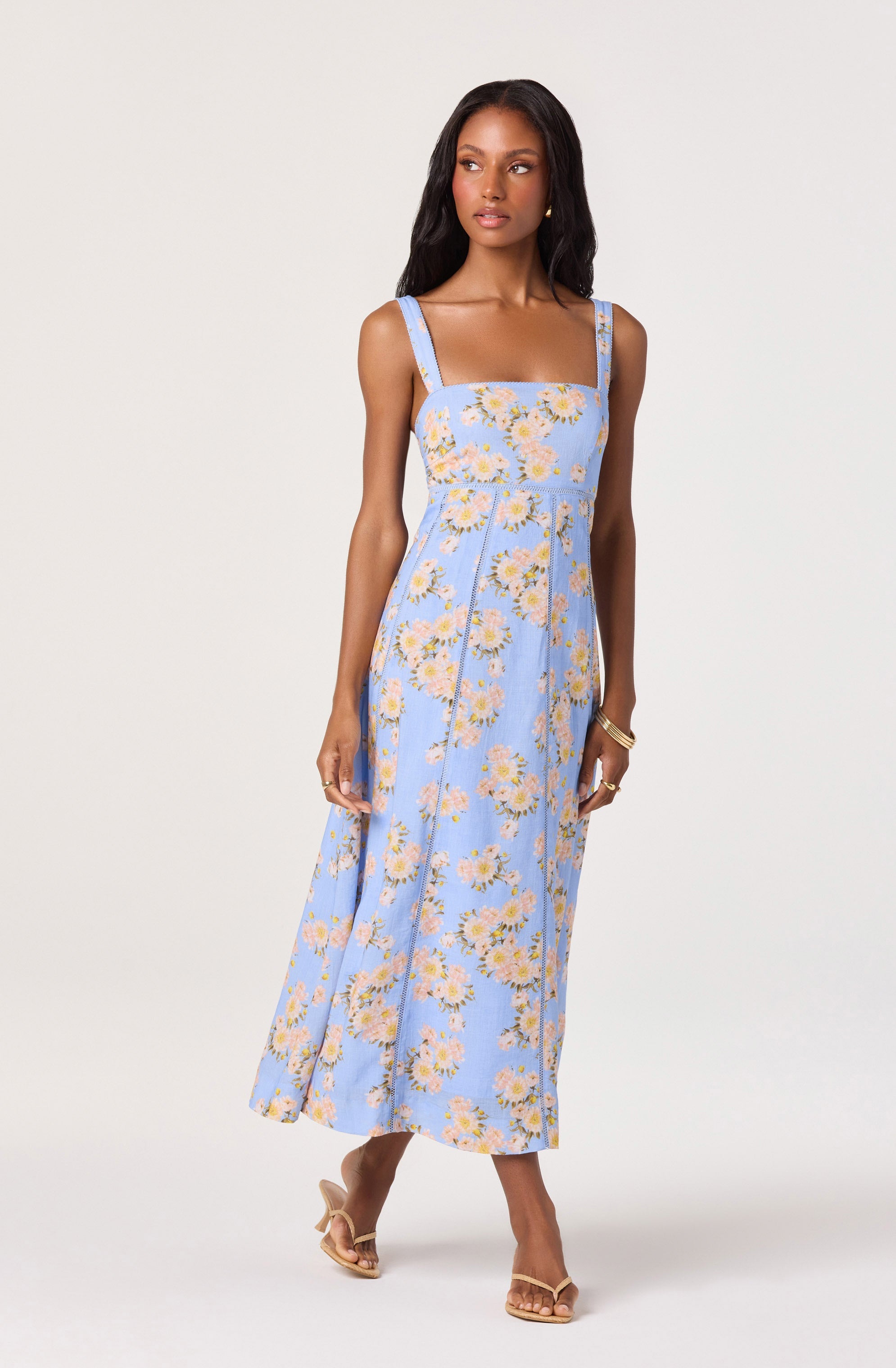 Nathalie Lace Trim Midi Dress