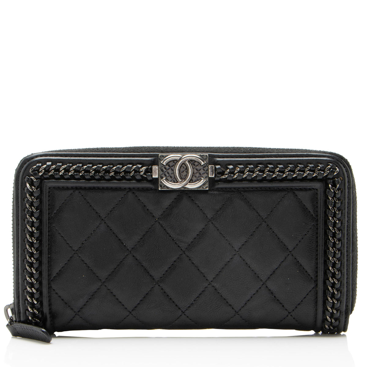 Chanel Aged Calfskin Chain Around Boy Zip Around Wallet