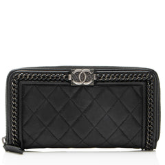 Chanel Aged Calfskin Chain Around Boy Zip Around Wallet