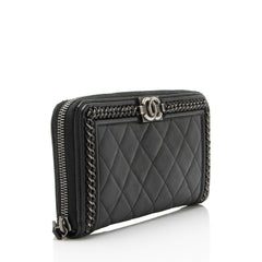 Chanel Aged Calfskin Chain Around Boy Zip Around Wallet