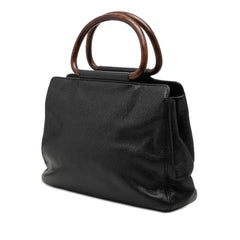 Chanel CC Caviar Wood Top Handle Bag