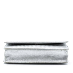 Chanel CC Chevron Metallic Lambskin Wallet On Chain