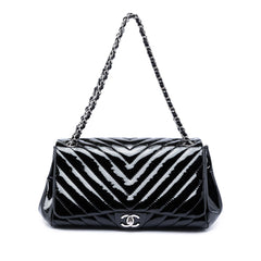 Chanel CC Chevron Patent Accordion Flap