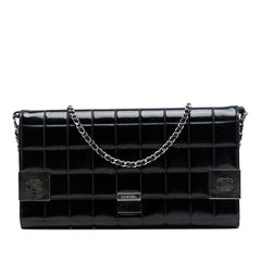 Chanel CC Chocolate Bar Patent Clutch on Chain