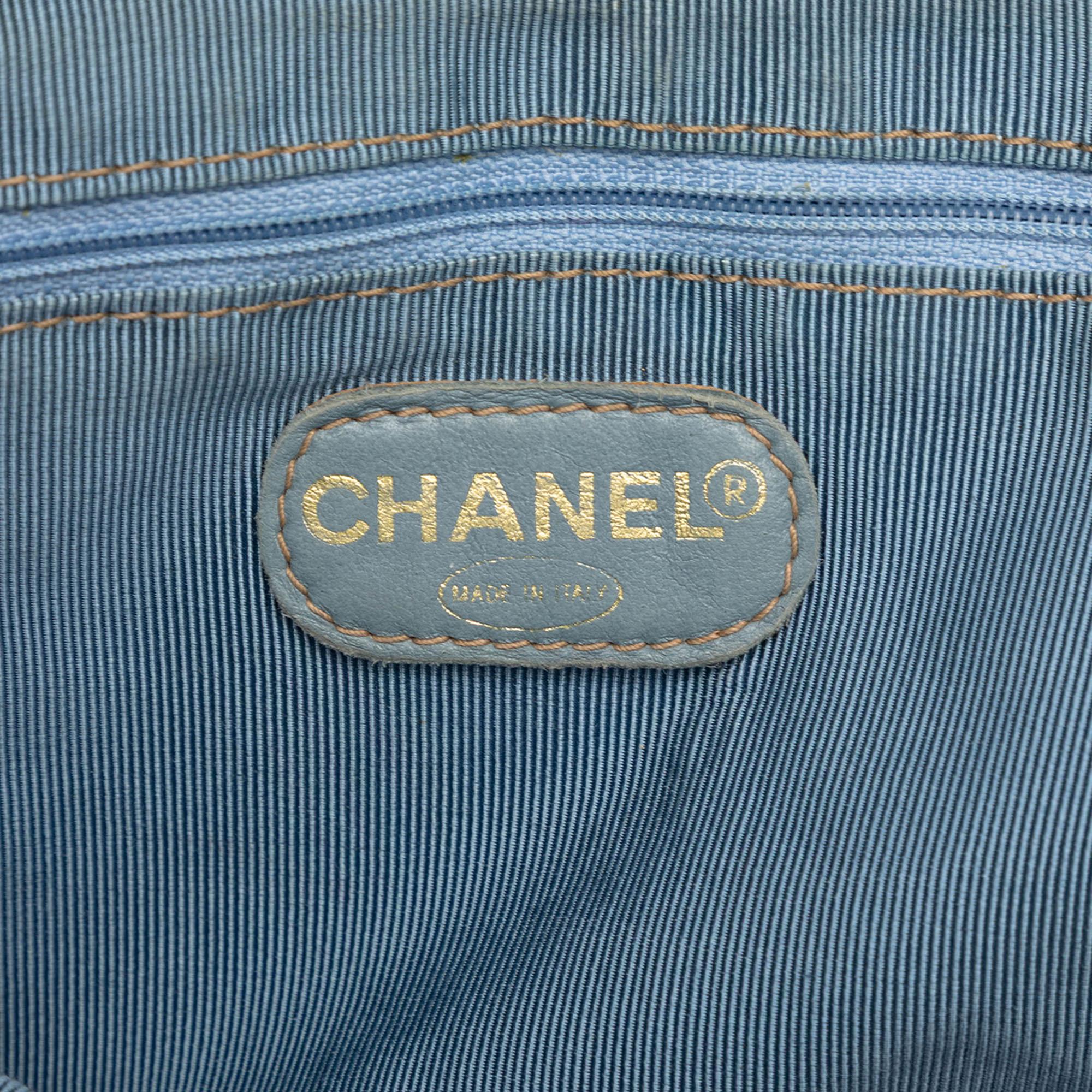 Chanel CC Denim Tortoise Handle Tote
