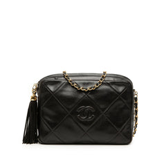 Chanel CC Diamond Quilted Lambskin Tassel Camera Bag