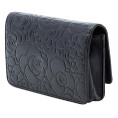 Chanel CC Embossed Lambskin Camellia Wallet On Chain