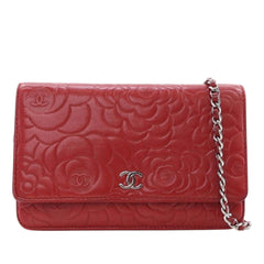 Chanel CC Embossed Lambskin Camellia Wallet On Chain