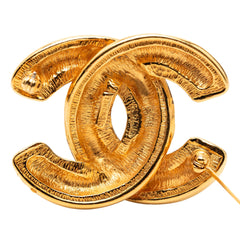 Chanel CC Gold Plated Quilted Brooch