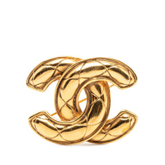 Chanel CC Gold Plated Quilted Brooch