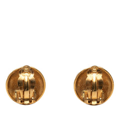 Chanel CC Gold Plated Quilted Round Clip On Earrings