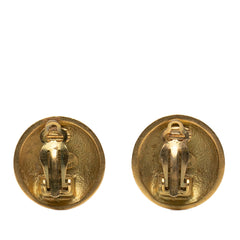 Chanel CC Gold Plated Round Clip on Earrings