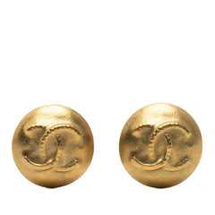 Chanel CC Gold Plated Round Clip on Earrings