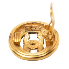Chanel CC Gold Plated Round Clip on Earrings