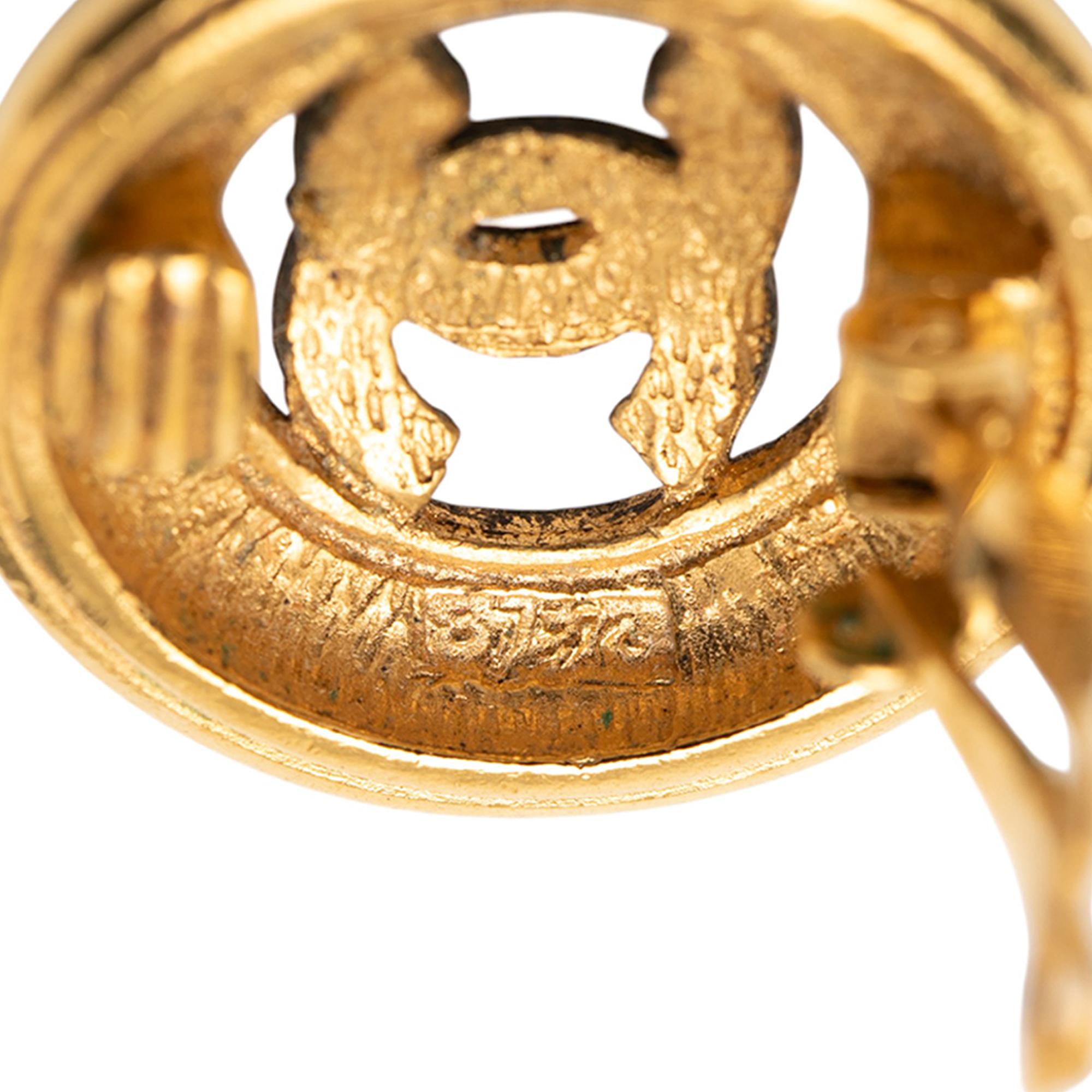 Chanel CC Gold Plated Round Clip on Earrings