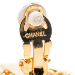Chanel CC Gold Plated Wheat Medallion Clip On Earrings