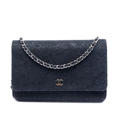 Chanel CC Lace Overlay Goatskin Wallet On Chain