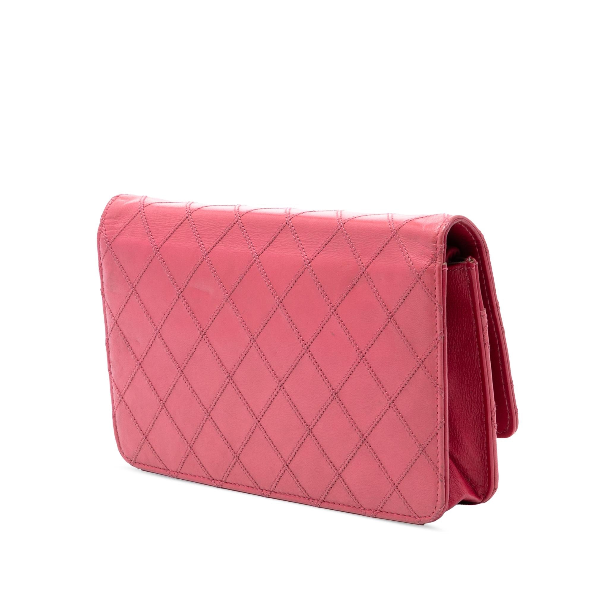 Chanel CC Lambskin Wild Stitch Wallet on Chain