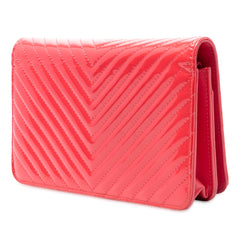 Chanel CC Patent Diamond Quilted Wallet On Chain