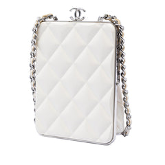 Chanel CC Quilted Acrylic and Lambskin Evening Clutch With Chain
