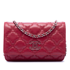 Chanel CC Quilted Calfskin Double Stitch Hamptons Wallet on Chain