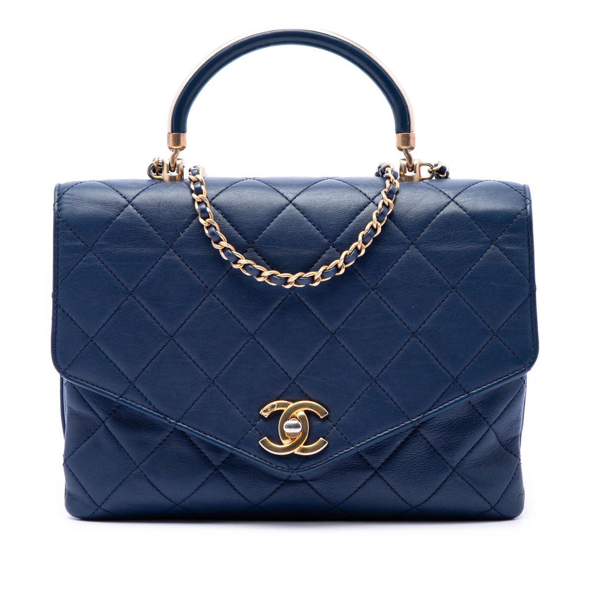 Chanel CC Quilted Calfskin Metal Top Handle Envelope Flap