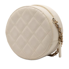 Chanel CC Quilted Caviar Round Clutch With Chain