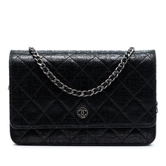 Chanel CC Quilted Crinkled Patent Wallet On Chain