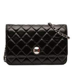 Chanel CC Quilted Crinkled Patent Wallet On Chain