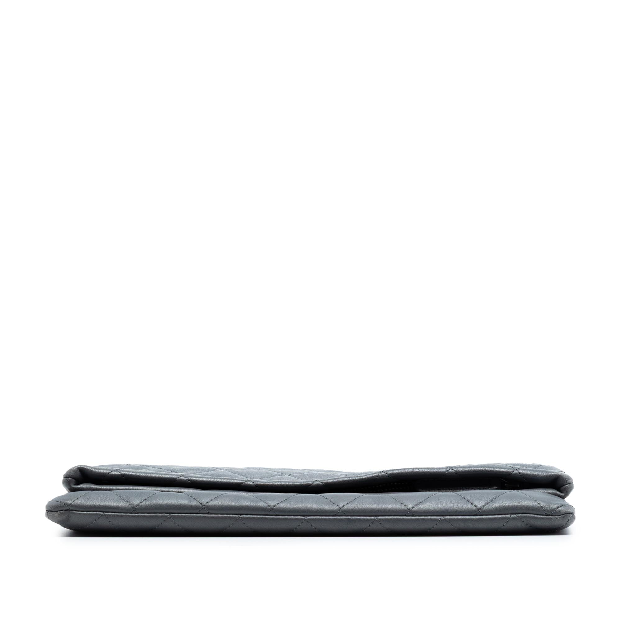Chanel CC Quilted Lambskin Foldover Clutch