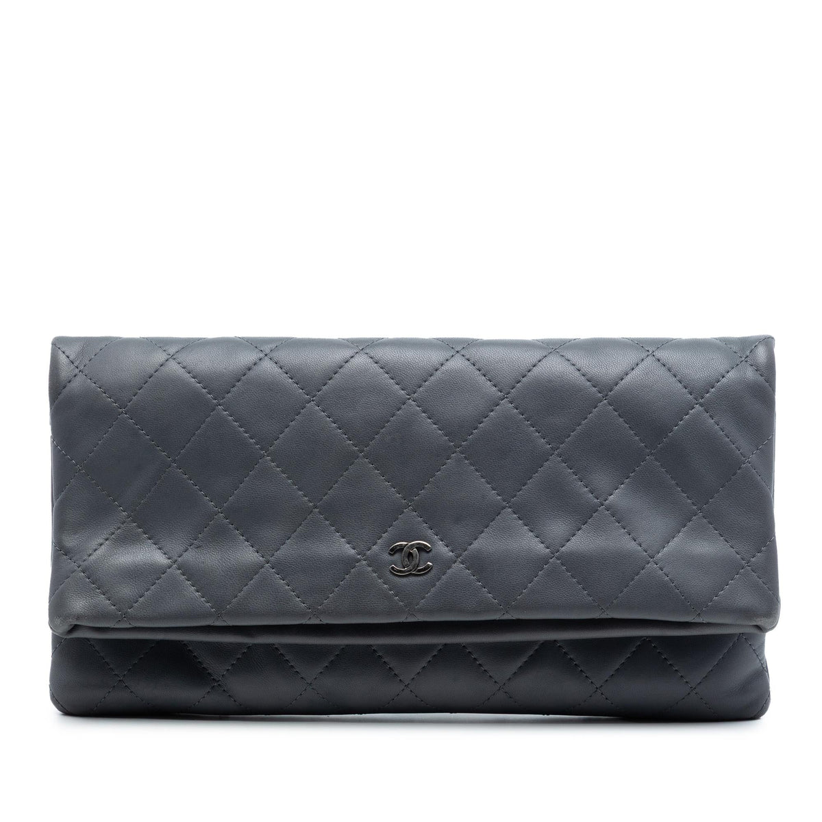 Chanel CC Quilted Lambskin Foldover Clutch
