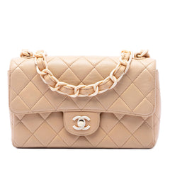 Chanel CC Quilted Lambskin Resin Chain Single Flap