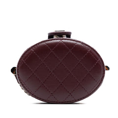 Chanel CC Quilted Lambskin Round Vanity Case with Chain