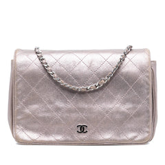 Chanel CC Quilted Metallic Lambskin Wallet On Chain
