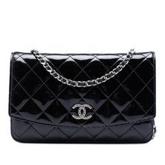 Chanel CC Quilted Patent Brilliant Wallet On Chain