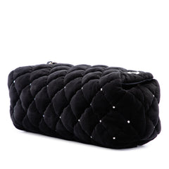 Chanel CC Quilted Velvet Crystal Wristlet Clutch