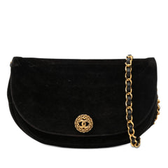 Chanel CC Quilted Velvet Half Moon Flap