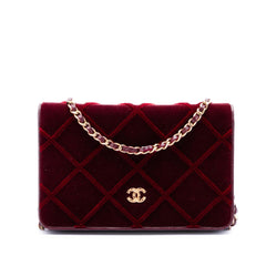 Chanel CC Quilted Velvet Wallet on Chain
