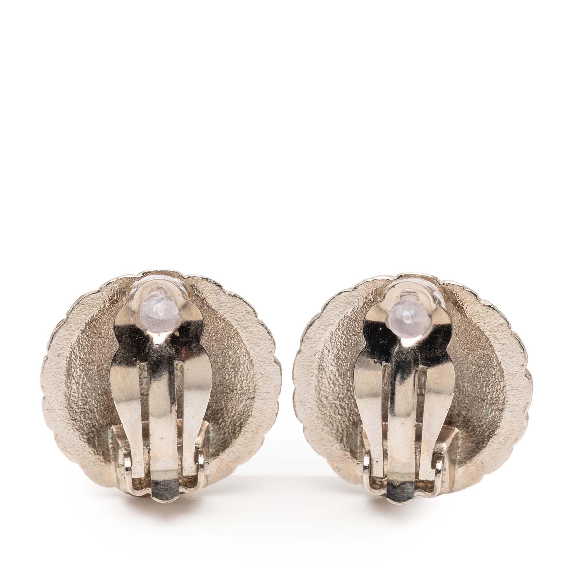 Chanel CC Silver Plated Clip on Earrings