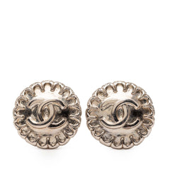 Chanel CC Silver Plated Clip on Earrings