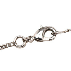 Chanel CC Silver Plated Rhinestone Pendant Necklace