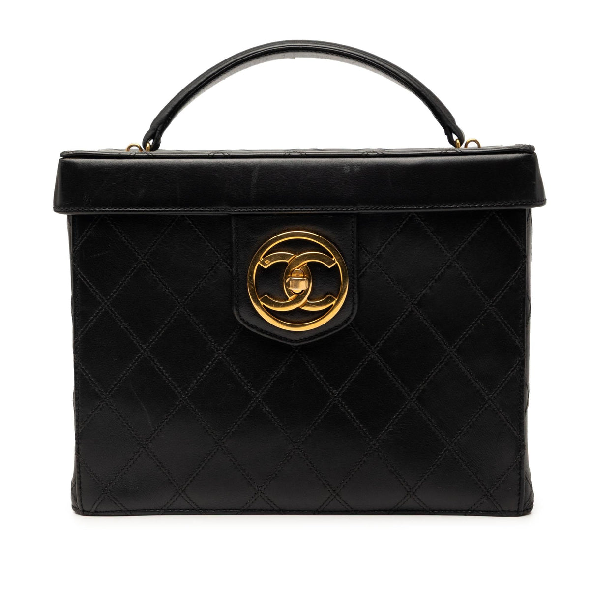 Chanel CC Stitched Calfskin Turnlock Vanity Case