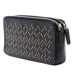 Chanel CC Studded Lambskin Double Zip Clutch with Chain