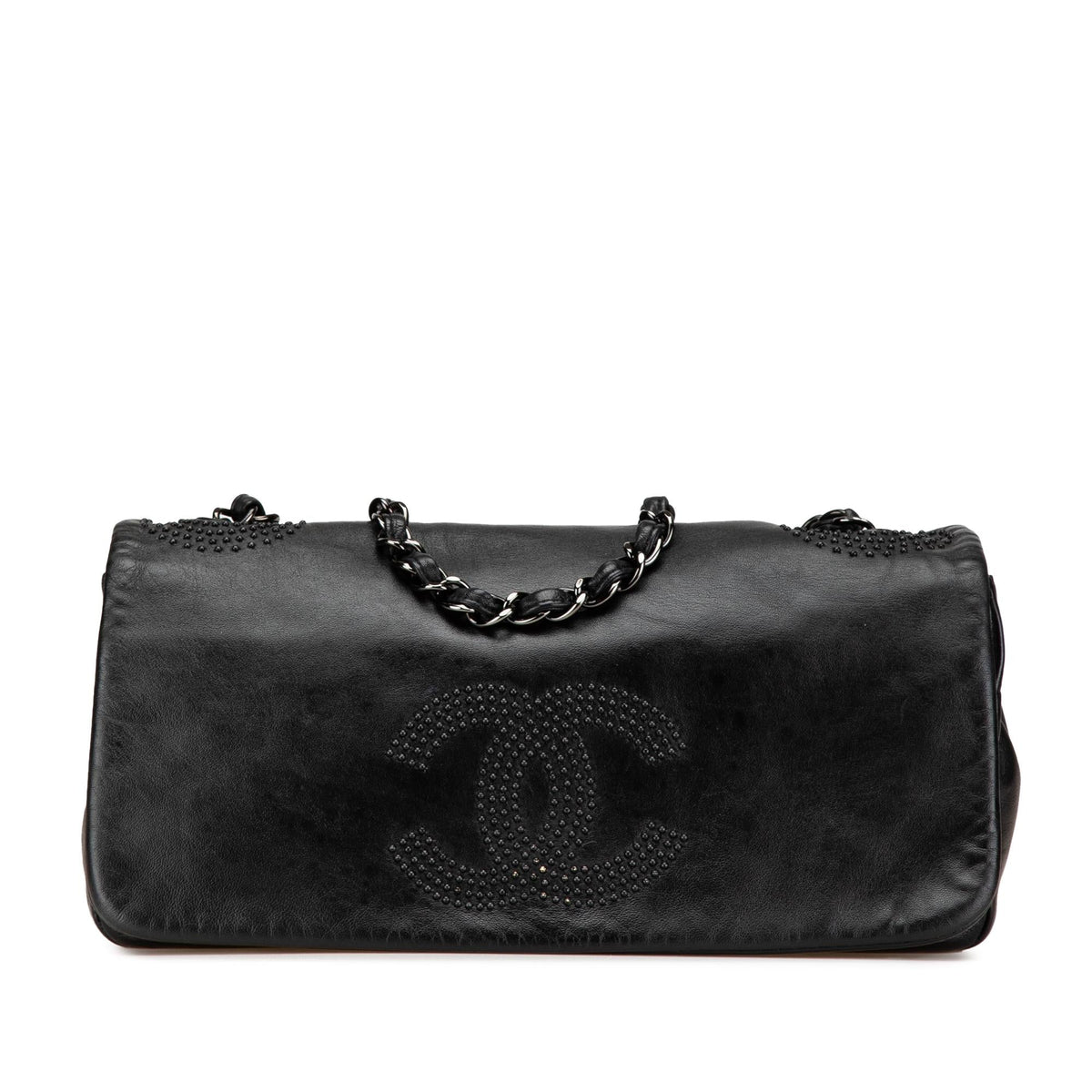 Chanel CC Studded Lambskin East West Flap