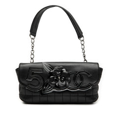 Chanel Camellia CC Choco Bar No 5 Lambskin Shoulder Bag