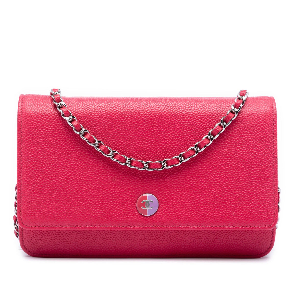 Chanel Caviar Bicolor CC Wallet On Chain