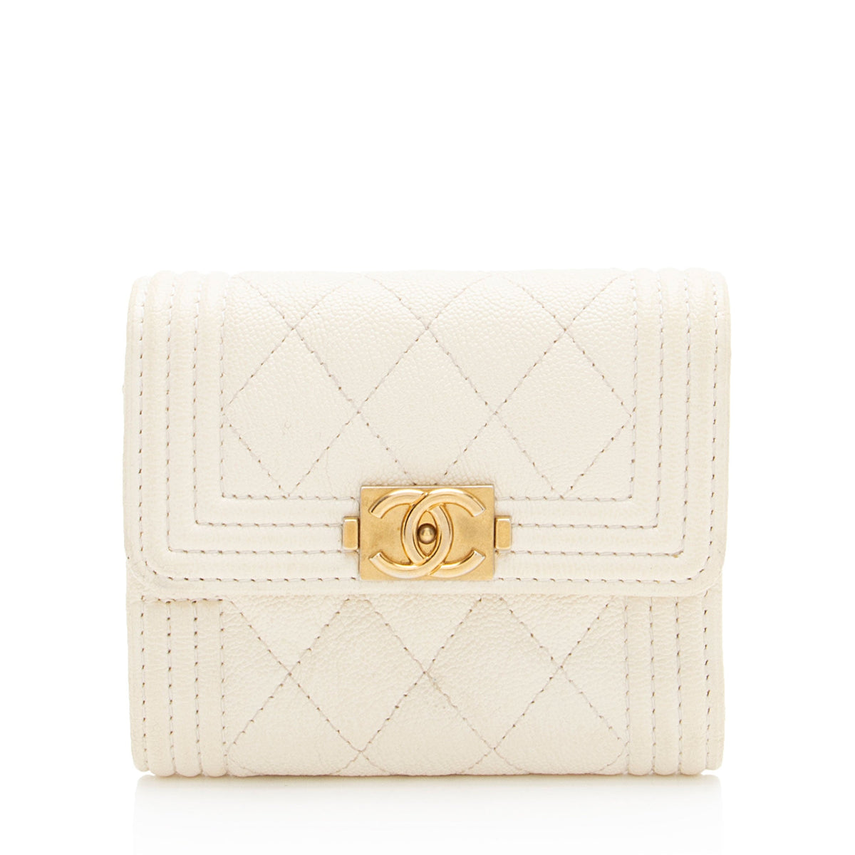 Chanel Caviar Leather Boy Compact Wallet
