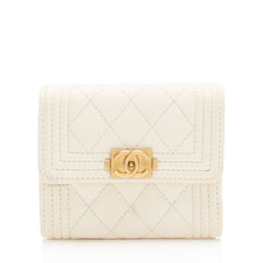 Chanel Caviar Leather Boy Compact Wallet