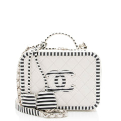 Chanel Caviar Leather CC Filigree Medium Vanity Case