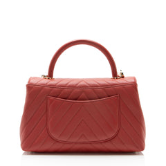 Chanel Chevron Caviar Leather Coco Top Handle Small Flap Bag